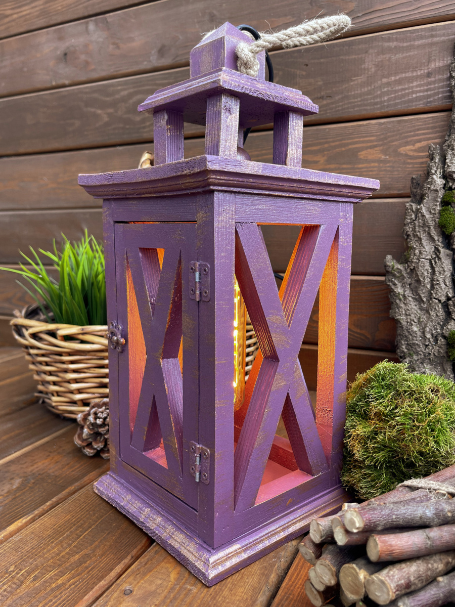 Фонарь декоративный деревянный фиолетовый V-19Коллекционное вино фото 5 Фонарь декоративный деревянный фиолетовый V-19Коллекционное вино фото 5