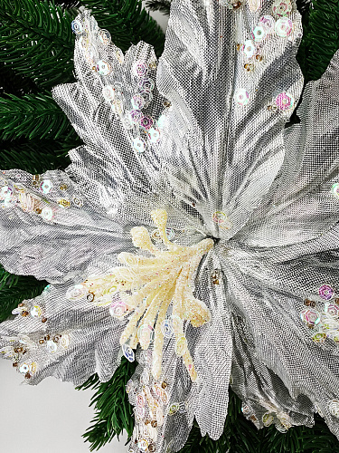 													Цветок серебро d 21 см 2016009S фото 4