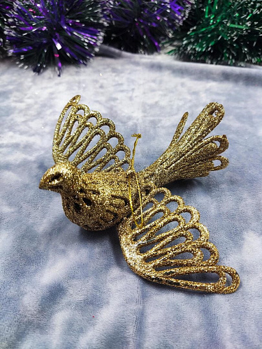 													Рождественское украшение (Птица) 12x16 см. см золотой 2 TT-037 фото 2