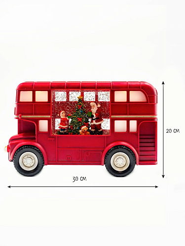 													Новогодний фонарик музыкальный Автобус Деда Мороза 18х30 см Р-5154 фото 2