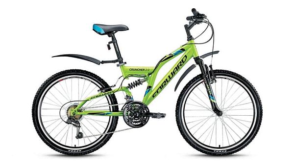 Велосипед горный двухподвес FORWARD Cruncher 2.0 24" 14,5" 18 ск. зеленый глянцевый FORWARD Cruncher
