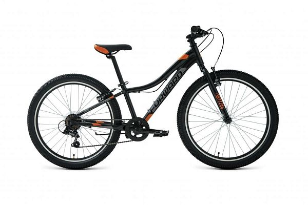 Велосипед горный FORWARD TWISTER 24 1.2 24" 12" 7 ск. черный/оранжевый RBKW1J347022 2021