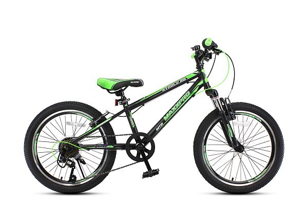 Велосипед горный MAXXPRO STEELY 20 20" 11,5" 7 ск. черно-зеленый N2001-3 2021