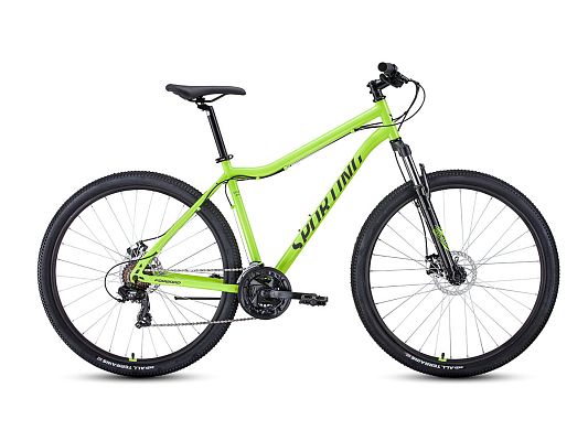 Велосипед горный FORWARD SPORTING 29 2.0 D 29" 21" 21 ск. ярко-зеленый/черный RBK22FW29943 2022 г.