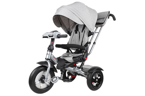 Детский трехколесный велосипед с ручкой Tech Team Luxury серый 080029
