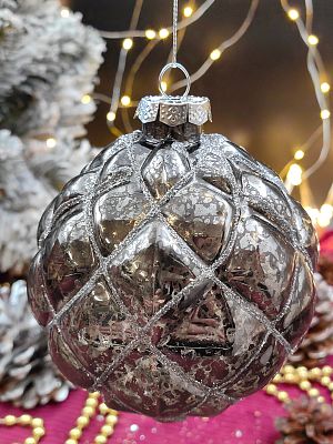 Шар прозрачный графит 10 см, стекло Merry Green MG24103