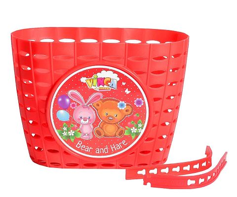 Велокорзина передняя Vinca sport Мишка и Зайка детская красный P 06 Bear and Hare