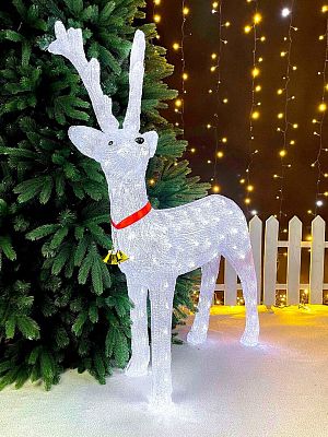 Светодиодная фигура Олень белый 0,95х0,5 м см акрил Р-469 Светодиодная фигура Олень белый 0,95х0,5 м см акрил Р-469