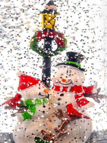 													Новогодний фонарик музыкальный Снеговички под фонарем 27 см Р-5147-B фото 3
