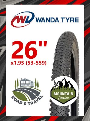 Велопокрышка Wanda 26"x1.95 (53-559) P1016  черный RTRG50160001