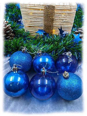 Набор шаров 6 см 6 шт синий 60TGUV06-01B