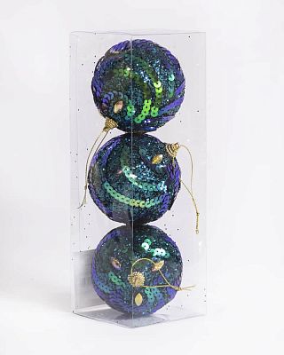 Набор шаров 8 см 3 шт изумрудный 9920409