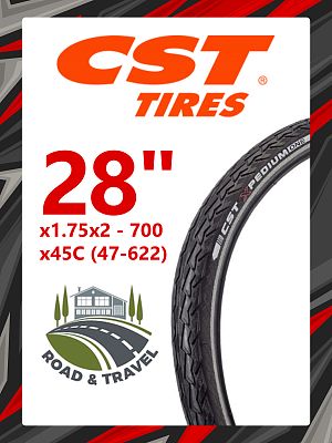 Велопокрышка CST 28"x1.75x2 - 700x45C (47-622) XPEDIUM ONE C1880  черный + светоотражающая полоса TB