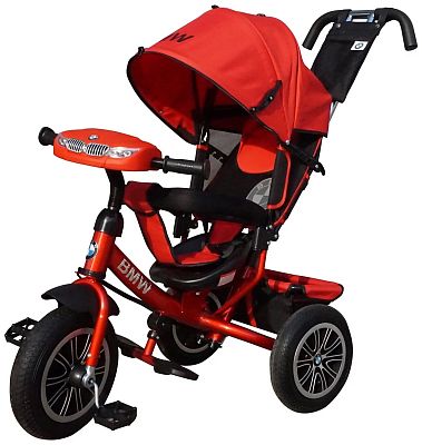 Детский трехколесный велосипед с ручкой BMW M-N1210-RED красный (588) Детский трехколесный велосипед с ручкой BMW M-N1210-RED красный (588)