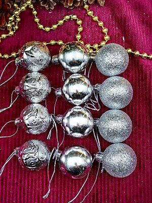 Набор шаров 3,5 см 12 шт серебристый р-5109silver