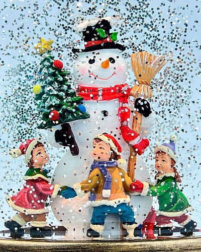 													Новогодний фонарик музыкальный Снеговик и дети 35 см Р-5030-В фото 3