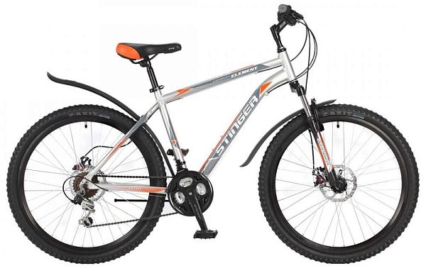 Велосипед горный Stinger Element HD 26" 18" 18 ск. серый 26AHD.ELEMHD.18BK8 