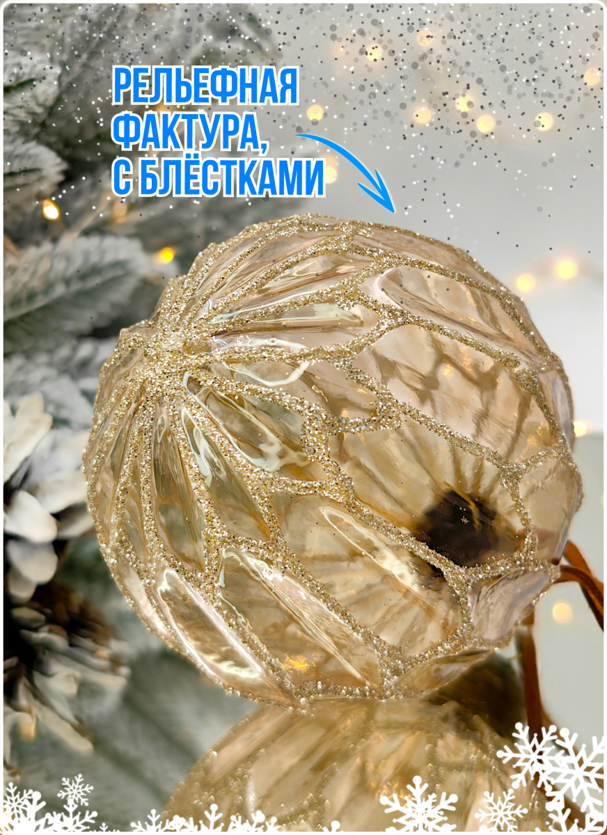 Шар прозрачно-персиковый 8 см, стекло Merry Green MG24009 фото 7 Шар прозрачно-персиковый 8 см, стекло Merry Green MG24009 фото 7