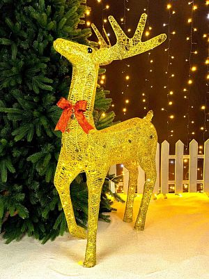 Светодиодная фигура Олень золото 105х55 см см проволока P-595