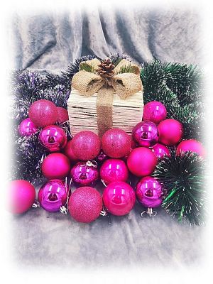 Набор шаров 5,5 см 24 шт фуксия AL-13-10