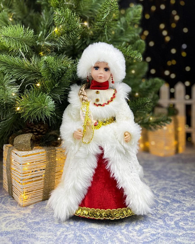 Снегурочка музыкальная, танцующая 40 см белый, красный Р-1834-ББ Снегурочка музыкальная, танцующая 40 см белый, красный Р-1834-ББ