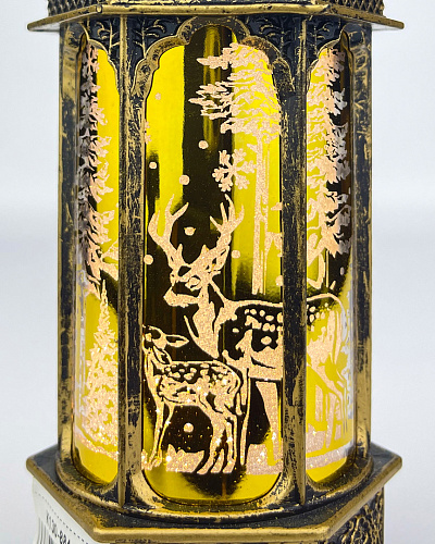 													Новогодний фонарик лампа золотая со свечкой 14 см К130-884g фото 3