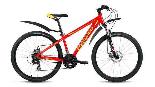 Велосипед горный FORWARD Toronto 2.0 disc 26" 14" 21 ск. красный глянцевый FORWARD Toronto 2.0 disc 