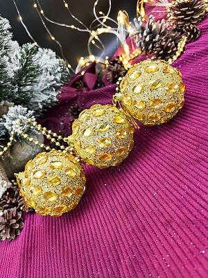 Набор шаров 8 см 3 шт золото 165727