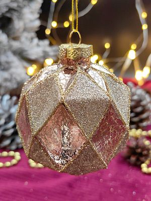 Шар платиново-розовый 8 см, стекло Merry Green MG24226