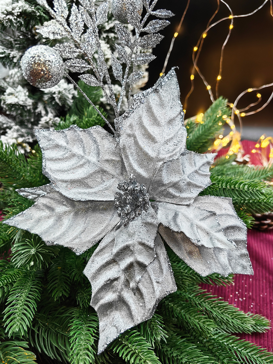 Цветок серебристый d см Flo-12-59silver Цветок серебристый d см Flo-12-59silver