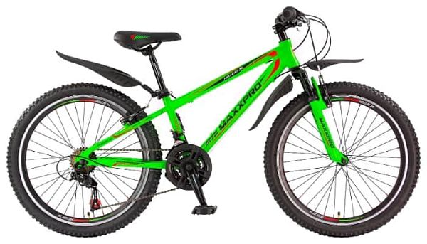 Велосипед горный MAXXPRO HELLCAT 24" 12" зелено-красно-черный Y104-H36125 