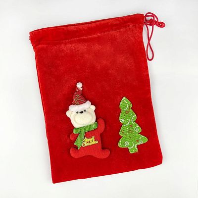 Мешочек для подарков Медведь 31x23 см красный  9817405me