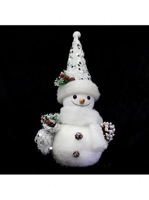 Снеговик 45 см белый с пайетками К130-623