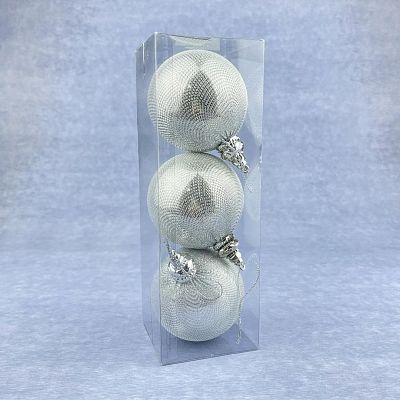 Набор шаров 8 см 3 шт серебряный WL9207-39