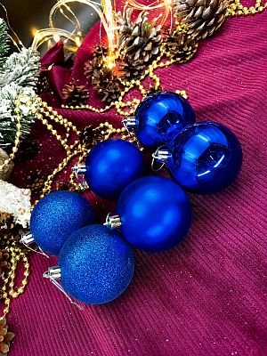 Набор шаров 7 см 6 шт синий 7006ABC/B