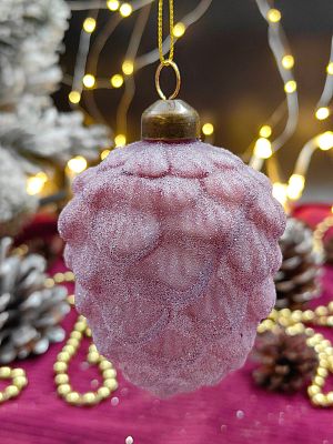 Елочная игрушка Шишка орхидея 9 см, стекло Merry Green MG24155