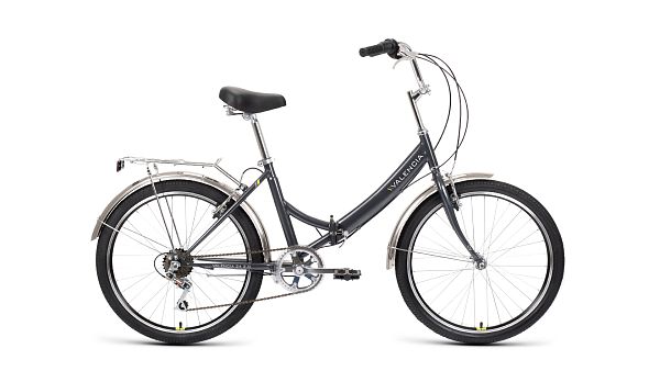 Велосипед городской складной FORWARD VALENCIA 24 2.0 24" 16" 6 ск. темно-серый/зеленый RBK22FW24076 