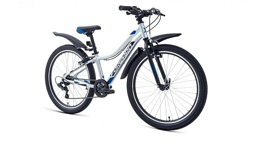 													Велосипед горный FORWARD TWISTER 24 1.2 24" 12" 7 ск. серебристый/синий RBKW1J347024 2021 фото 2