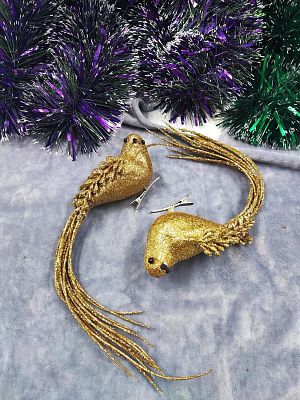 Птица 30 см золотая 2 Al-птица д.х./Gold