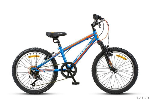 													Велосипед горный MAXXPRO STEELY 20 20" 11" 7 ск. сине-оранжевый X2002-1 2021 фото 2