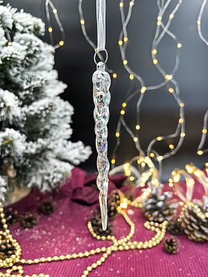 Подвеска на елку Сосулька  прозрачный 12 см MG24485 Подвеска на елку Сосулька  прозрачный 12 см MG24485