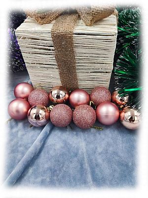 Набор шаров 3,5 см 12 шт розовое золото AL-13-44RG