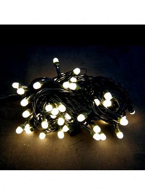 Уценка Светодиодная гирлянда нить 8 м, белый теплый 70 LED, 8 режимов, провод зеленый, К130-473