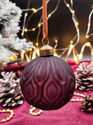 Шар темный лавандовый 8 см, стекло Merry Green MG24010