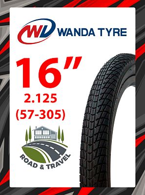 Велопокрышка Wanda 16"x2.125 (57-305) P1023  черный VTRR16212503
