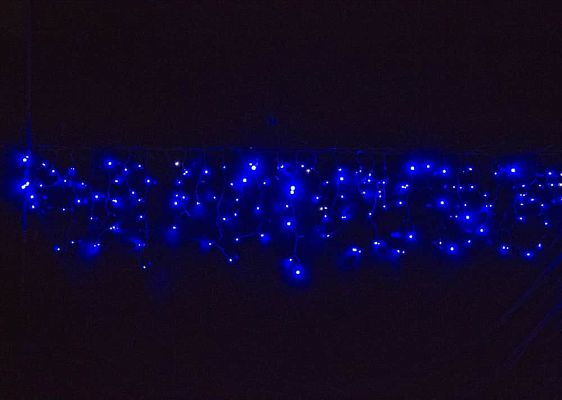 Светодиодная бахрома 5 м, синий 250 LED, статичный, провод черный, DD1711bezflash