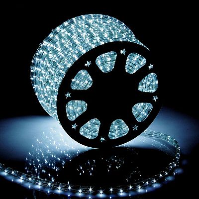 Дюралайт круглый 3-х контактный 1 м d=1 см Белый  К130-336 Дюралайт круглый 3-х контактный 1 м d=1 см Белый  К130-336