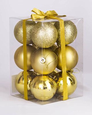 Набор шаров 6 см 12 шт золотой 6012ABC/G
