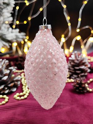 Шар жемчужно-розовый 6x13 см, стекло Merry Green MG24140