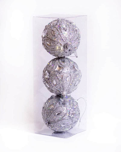 													Набор шаров 8 см 3 шт серебряный WL9207-53